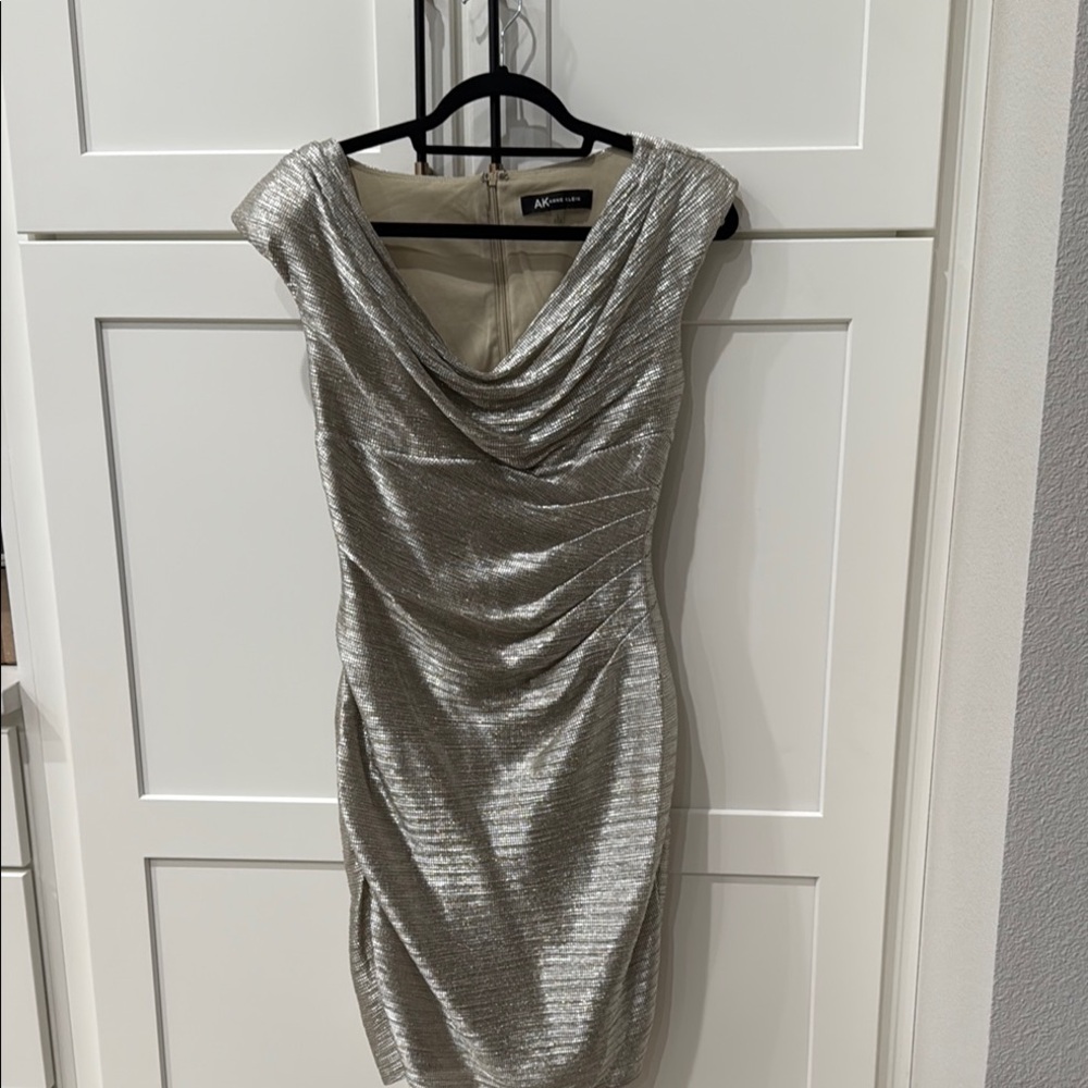 Anne Klein Silver Draped Dress